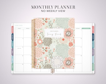 2027 monthly planner with TABS 7x9 / 12 month calendar / choose your start month / sage pink gold floral