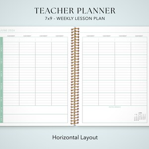 The image is a teacher planner for the week of June 26, 2026, with a horizontal layout. The plan includes a weekly lesson plan for the entire school year, with a detailed layout for each day of the week.