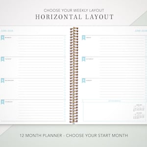 2024 personalized planner 7x9 12 month planner student planner weekly calendar agenda daytimer / navy stripes image 4