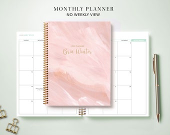 2024 Monthly Planner 7x9 / 12 Month Calendar / Choose Your Start Month / Abstract Painted Pink