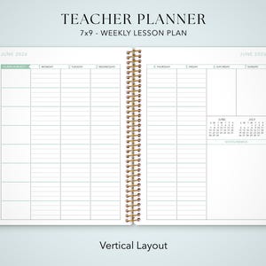 The image is a vertical layout of a teacher planner for the week of June 26, with a weekly lesson plan for the entire school year.