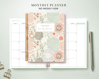 2024 Monthly Planner 7x9 / 12 Month Calendar / Choose Your Start Month / 2024-2025 Month at a Glance Planner / Sage Pink Gold Floral