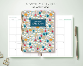 Monthly Planner 2024 / 7x9 12 Month Calendar / Choose Your Start Month / 2024-2025 Month at a Glance Planner MAG / Bright Floral Blossoms