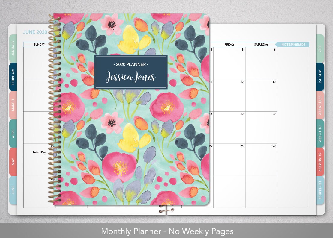 2021 2022 monthly planner with tabs 12 month calendar etsy