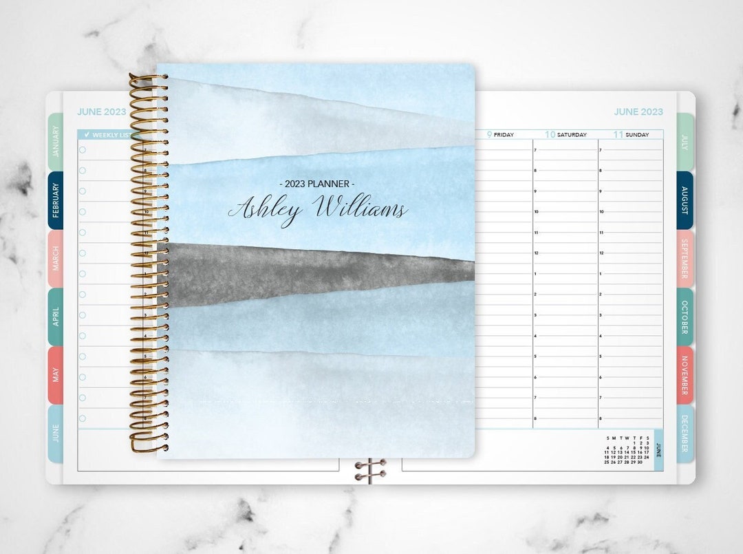 PERSONALIZED HOURLY PLANNER 2023 2024 7x9 12 Month Planner Etsy