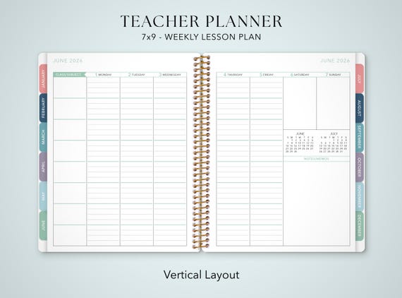 2026-2027 Teacher Planner: Floral 7x9 Weekly Lesson Organizer