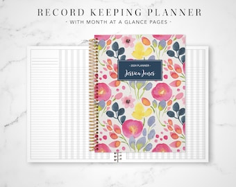 2024 2025 record keeping monthly planner for teachers / 12 month RECORD KEEPING PLANNER - no weekly pages / spring flowers