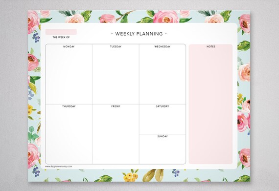Weekly Notepad Desk Calendar Pad 11x8.5 Weekly Desk Pad - Etsy