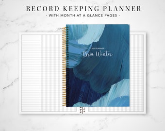 2024 2025 record keeping monthly planner for teachers / RECORD KEEPING PLANNER - no weekly pages / abstract painted blue