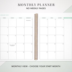 2025 Monthly Planner 7x9 / 12 Month Calendar / Choose Your Start Month ...