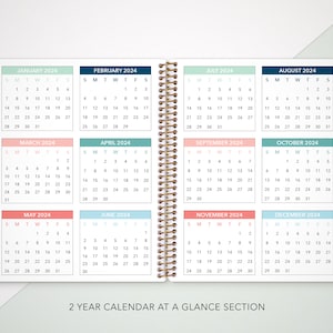 2024 personalized planner 7x9 12 month planner student planner weekly calendar agenda daytimer / navy stripes image 6