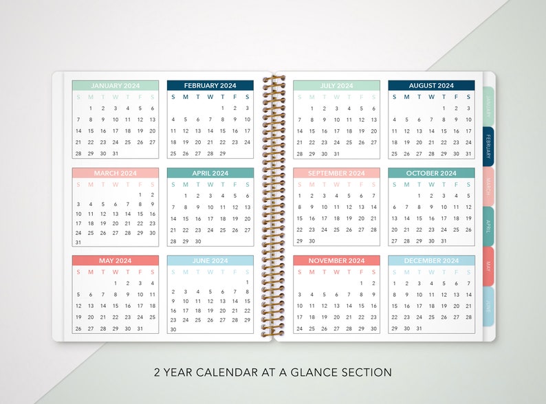 planner 2024 custom 2024 2025 7x9 12 month planner student planner weekly calendar agenda / navy pink gold floral image 6
