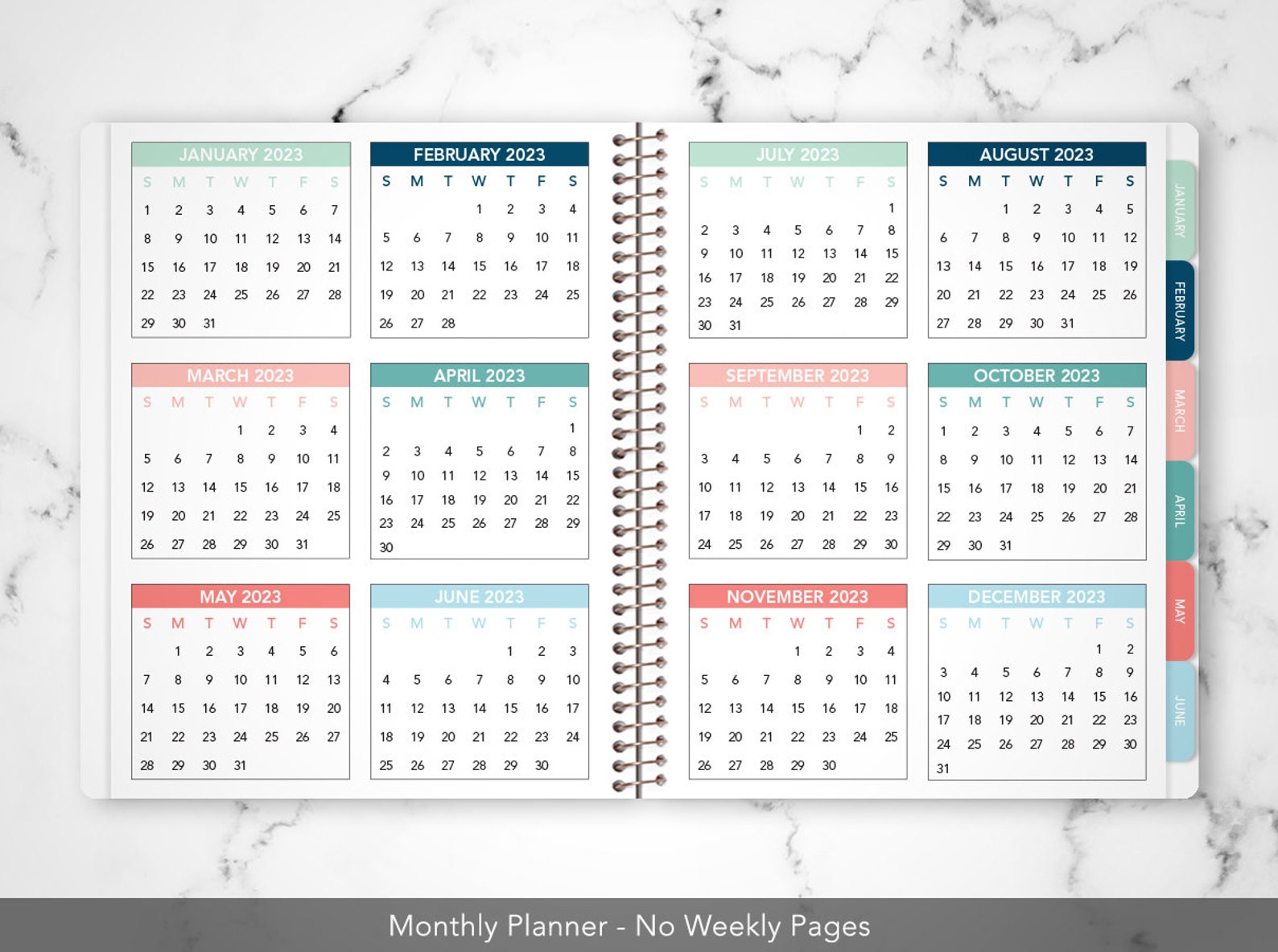 2024 Monthly Planner With TABS 7x9 / 12 Month Calendar / - Etsy Canada