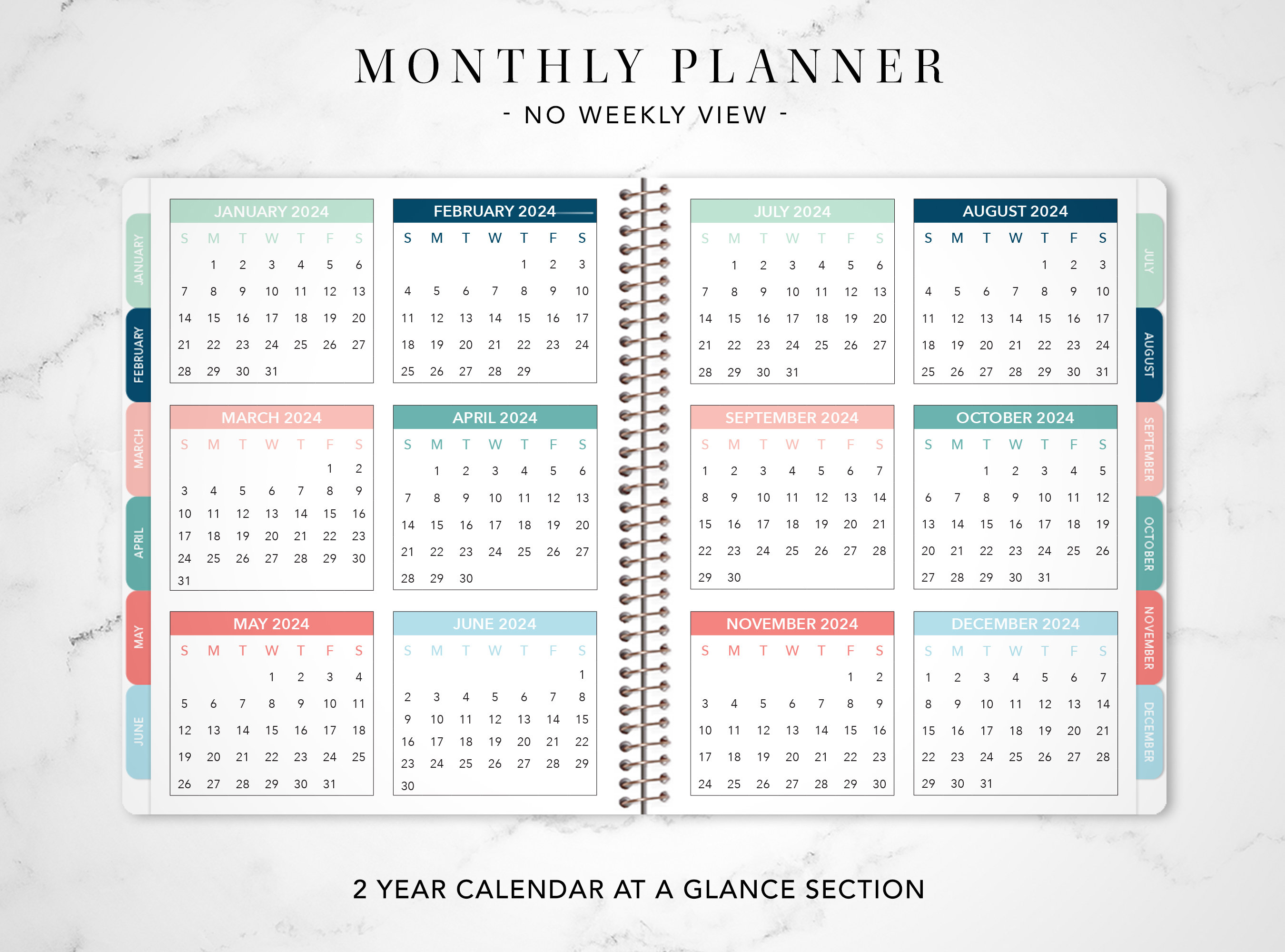 Planner 2024 Custom 2024 2025 7x9 12 Month Planner Student Planner VERTICAL  LAYOUT Weekly Calendar Agenda / Navy Pink Gold Floral -  Sweden