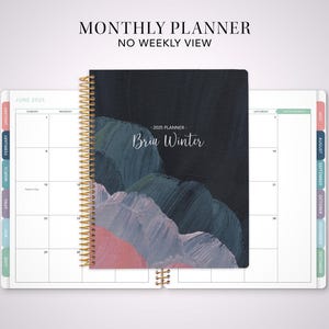 2026 monthly planner with TABS / 12 month calendar / choose your start month / month at a glance MAG / abstract painted navy pink