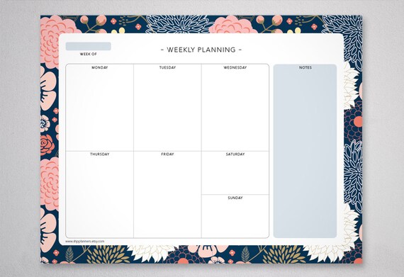 Weekly Notepad Desk Calendar Pad 11x8 5 Weekly Desk Pad Etsy