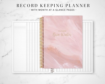 2024 2025 record keeping monthly planner for teachers / RECORD KEEPING PLANNER - no weekly pages / abstract painted pink