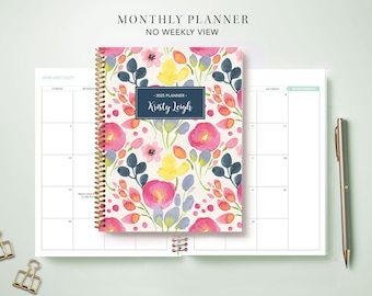 2024 Monthly Planner 7x9 / 12 Month Calendar / Choose Your Start Month / 2024-2025 Month at a Glance Planner / Spring Flowers