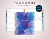 2026 2027 TEACHER PLANNER VERTICAL 7x9 2026-2027 teacher lesson plan weekly calendar / abstract watercolor blue and purple
