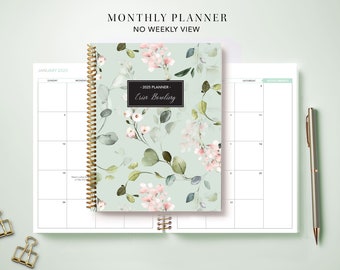 2024 Monthly Planner 7x9 / 12 Month Calendar / Choose Your Start Month / 2024-2025 Month at a Glance Planner / Sage Pink Watercolor Vines