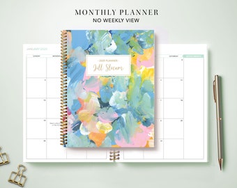 2024 Monthly Planner 7x9 / 12 Month Calendar / Choose Your Start Month / Abstract Acrylic Painting Colorful