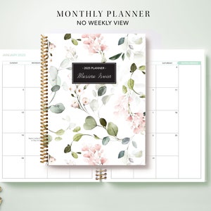 2024 Monthly Planner 7x9 / 12 Month Calendar / Choose Your Start Month / 2024-2025 Month at a Glance Planner / Pink Watercolor Vines