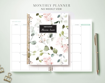 2024 Monthly Planner 7x9 / 12 Month Calendar / Choose Your Start Month / 2024-2025 Month at a Glance Planner / Pink Watercolor Vines