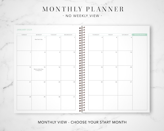 2024 Monthly & Weekly Planner: Large 12 Months Calendar from