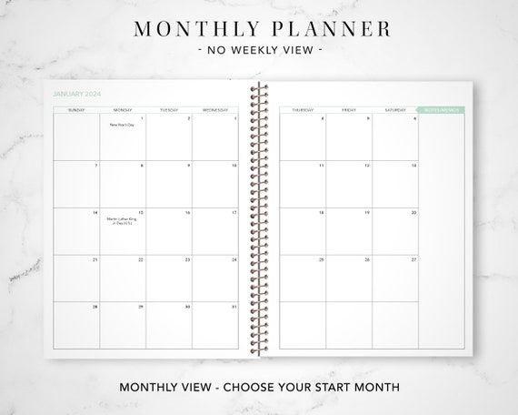 2024 Monthly & Weekly Planner: Large 12 Months Calendar from