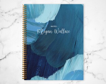notebook journal custom / personalized lined notebook / blank notebook / spiral bound notebook / abstract painted green pink