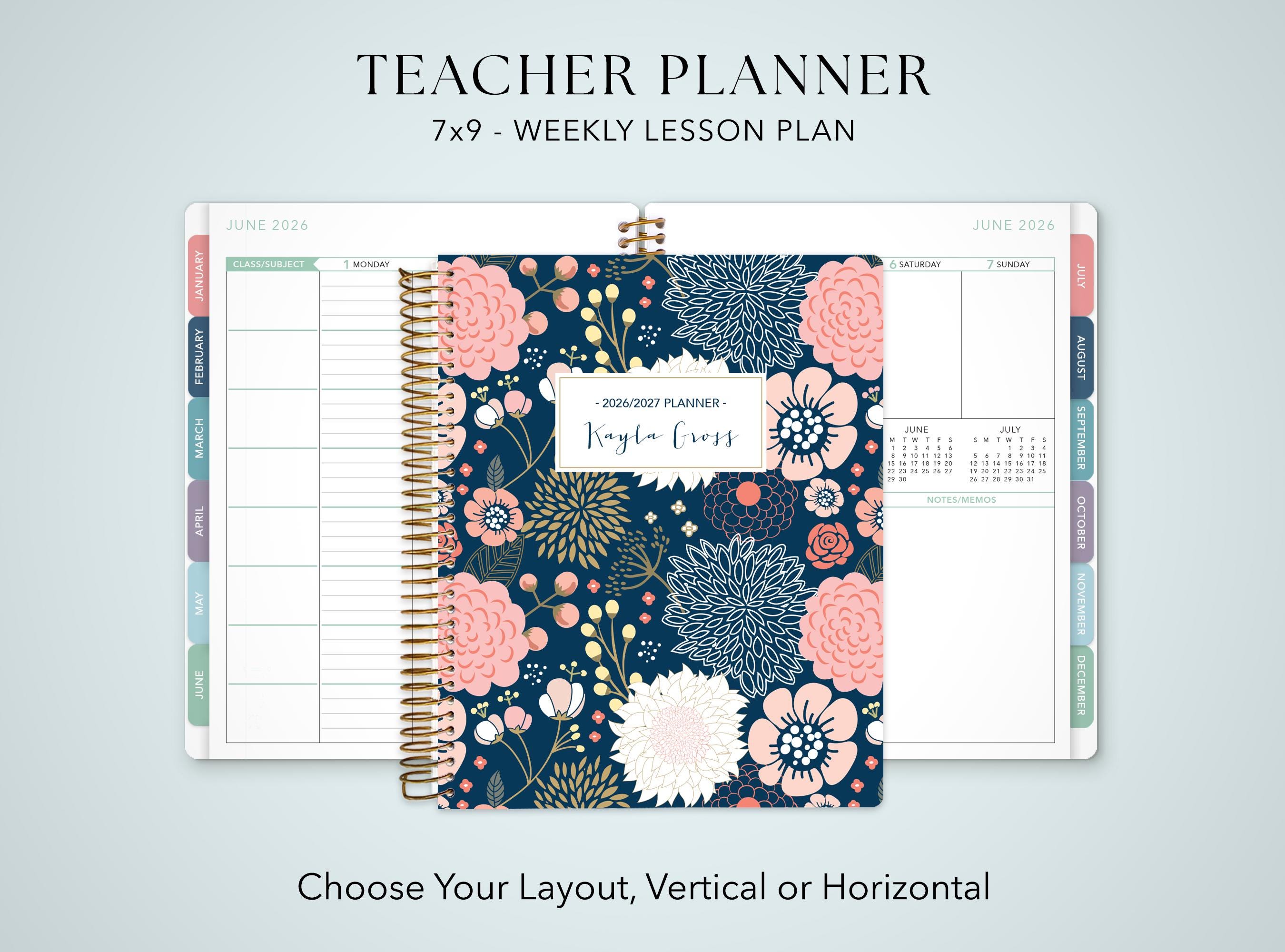 2026-2027 Teacher Planner: Floral 7x9 Weekly Lesson Organizer