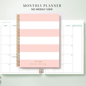 2024 Monthly Planner 7x9 / 12 Month Calendar / Choose Your Start Month / 2024-2025 Month at a Glance planner MAG / Pink Stripes