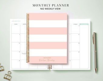 2024 Monthly Planner 7x9 / 12 Month Calendar / Choose Your Start Month / 2024-2025 Month at a Glance planner MAG / Pink Stripes