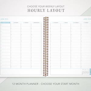 custom weekly planner 2024 7x9 12 month planner personalized planner weekly calendar agenda / sage pink gold floral image 3