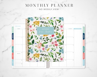 2024 monthly planner with TABS / 12 month calendar / choose your start month / 2023-2024 month at a glance MAG / colorful watercolor floral