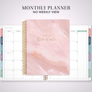 2026 monthly planner with TABS / 12 month calendar / choose your start month / month at a glance MAG / abstract painted pink