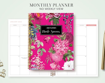 2027 monthly planner 7x9 / personalized calendar / choose your start month /  fuchsia floral