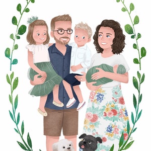 Custom Family Portrait Illustration, Family Portrait, Couple Portrait, Pet Portrait, Wedding Gift, Anniversary Gift, Christmas Card image 9