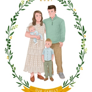 Custom Family Portrait Illustration, Family Portrait, Couple Portrait, Pet Portrait, Wedding Gift, Anniversary Gift, Christmas Card image 5