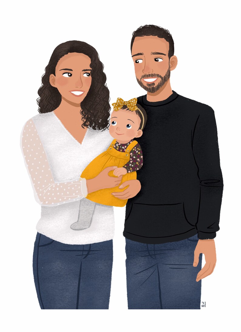 Custom Family Portrait Illustration, Family Portrait, Couple Portrait, Pet Portrait, Wedding Gift, Anniversary Gift, Christmas Card image 6