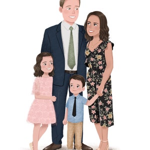 Custom Family Portrait Illustration, Family Portrait, Couple Portrait, Pet Portrait, Wedding Gift, Anniversary Gift, Christmas Card image 3