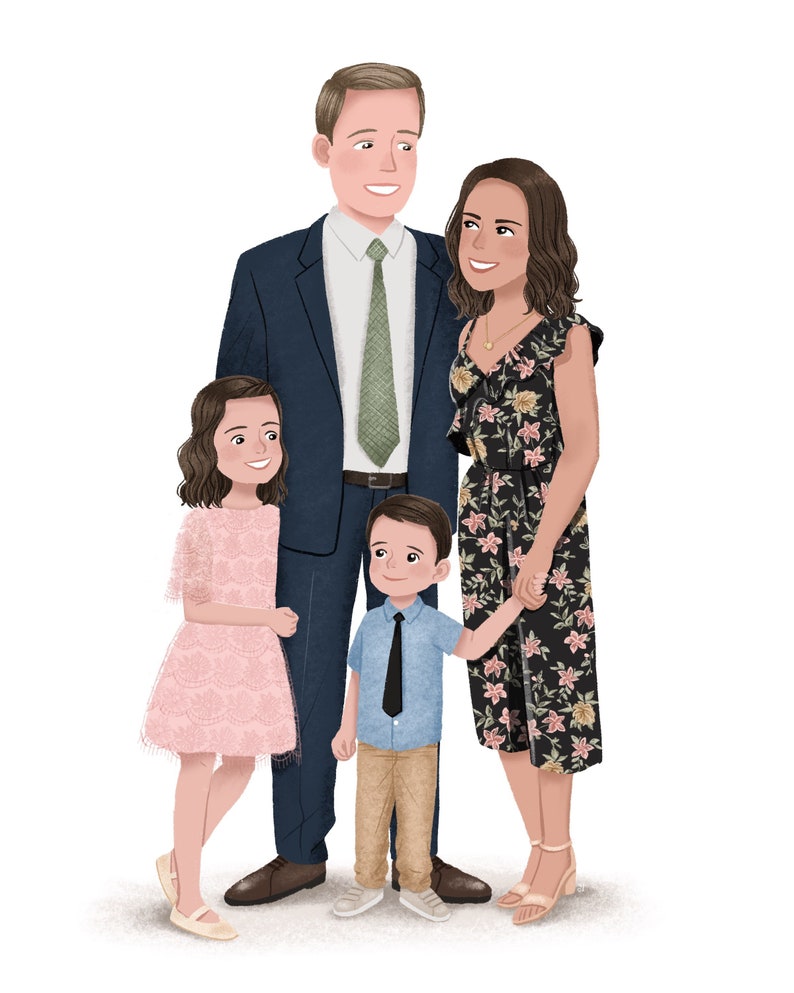 Custom Family Portrait Illustration, Family Portrait, Couple Portrait, Pet Portrait, Wedding Gift, Anniversary Gift, Christmas Card image 3