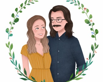 Custom Family Portrait Illustration, Family Portrait, Couple Portrait, Pet Portrait, Wedding Gift, Anniversary Gift, Christmas Card