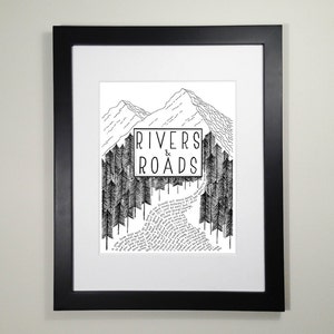 8x10 "Rivers and Roads" by Head and the Heart Folk Lyric Art Print