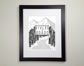 8x10 "Rivers and Roads" by Head and the Heart Folk Lyric Art Print