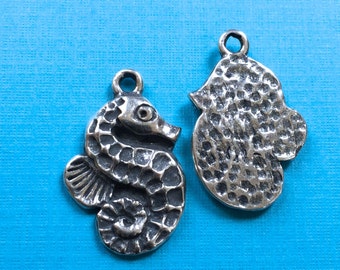 Pendentif Hippocampe Argenté Avec Strass + Chaîne 56 Cm - Thème Mer