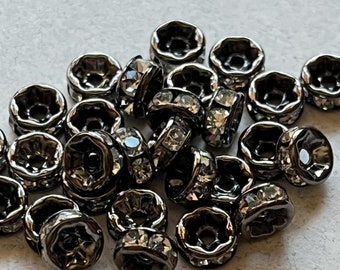 Rondelle en strass de 6 mm, 10 pièces d'espacement en strass, fournitures de bijoux en gros