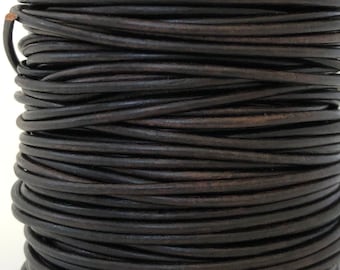 Leather Cord Natural Antique Brown 2mm Round Cord Lead Free Leather by the Yard Craft Supplies Wholesale Jewelry Supplies Boho Leather