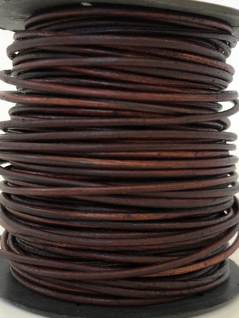 5 Yards Genuine Leather Cord Round Red Size 2mm Jewelry Supplies