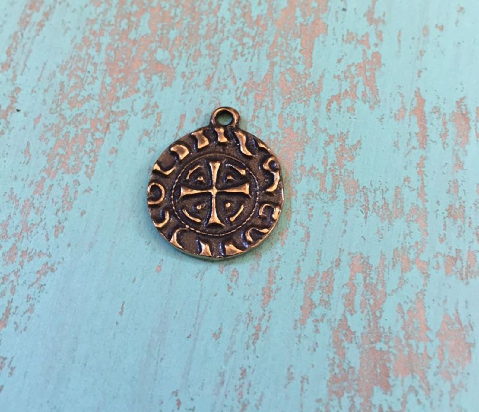 Spanish Coin Cross Charm Pendant Bronze Religious Medals Etsy
